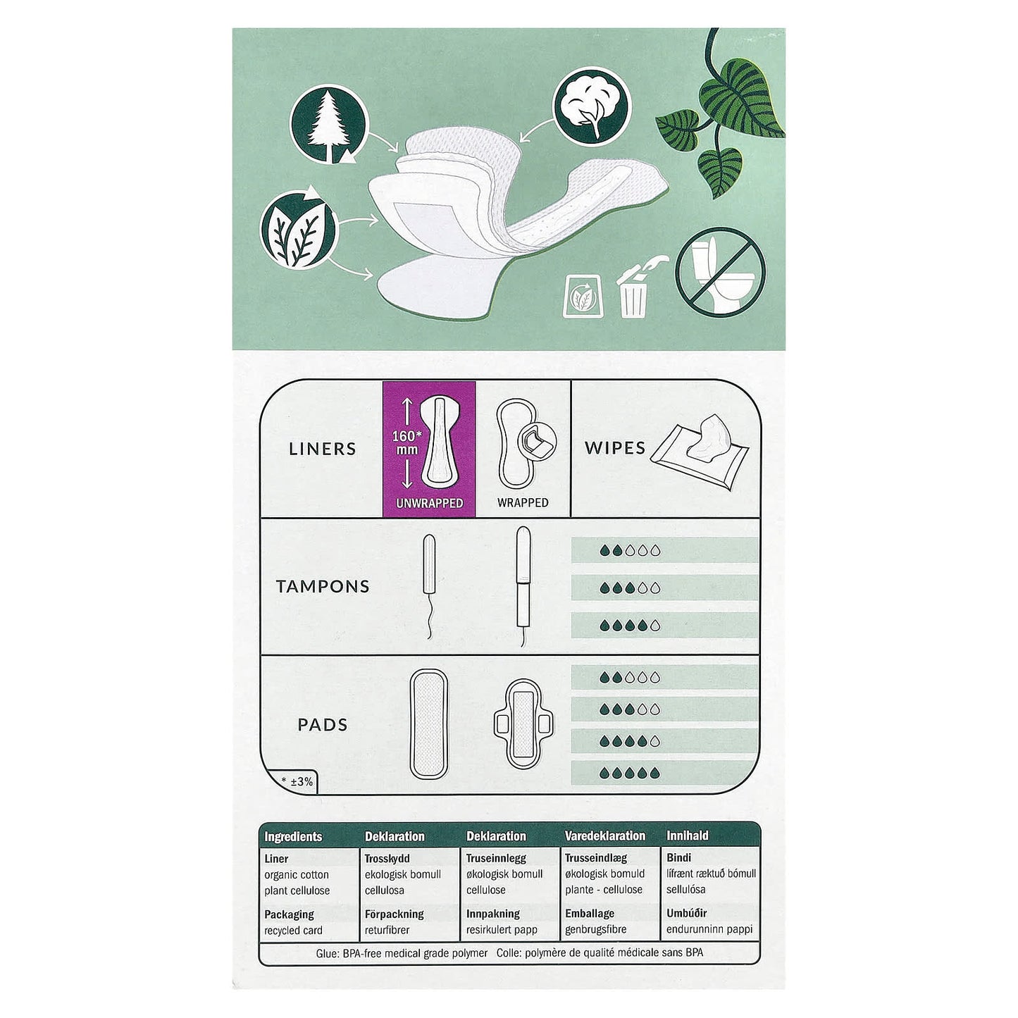 Natracare, Panty Liners, Organic Cotton Cover, Tanga, 30 Liners - Image 2