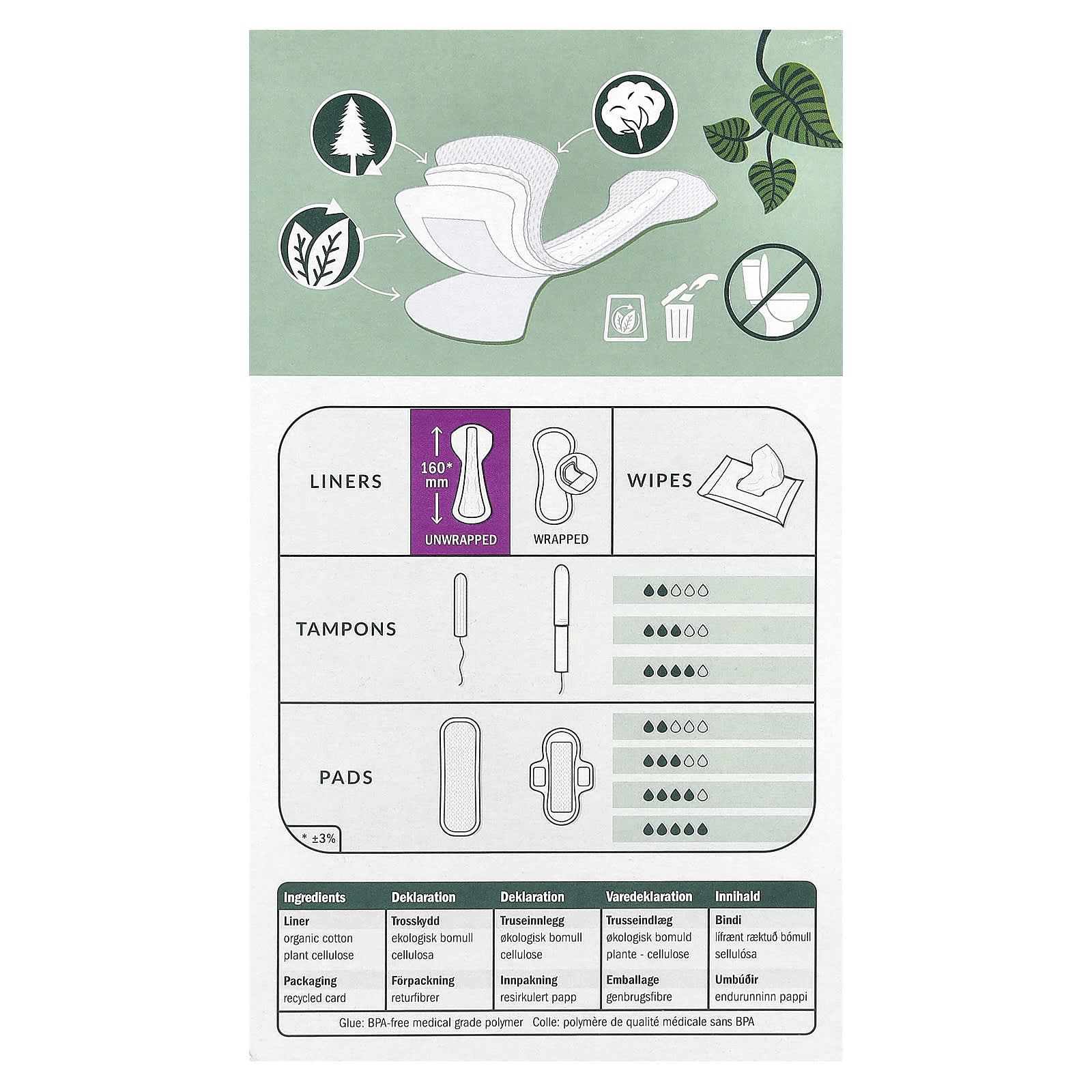 Natracare, Panty Liners, Organic Cotton Cover, Tanga, 30 Liners - Image 2