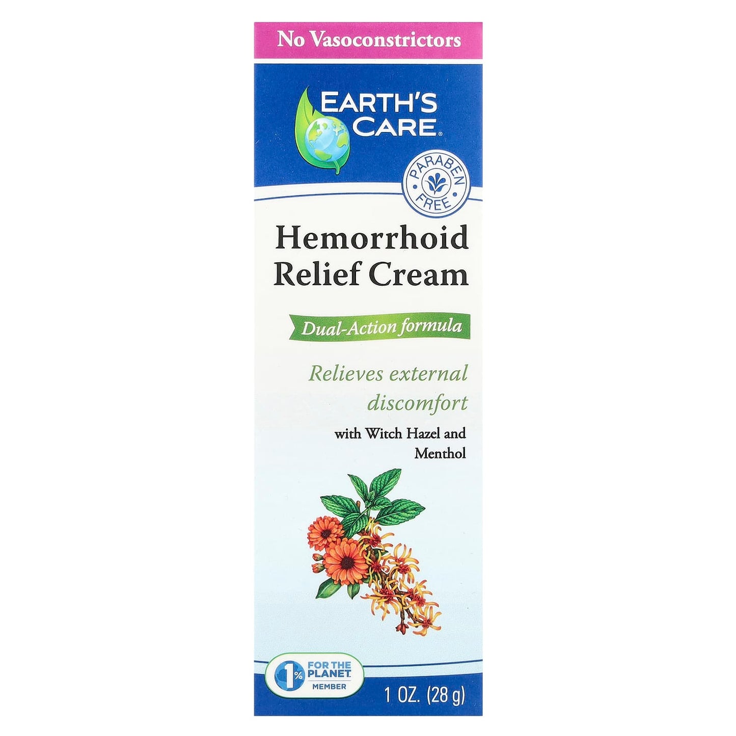 Natural Hemorrhoid Relief Cream by Earth's Care, 1 oz (28g) - Image 2