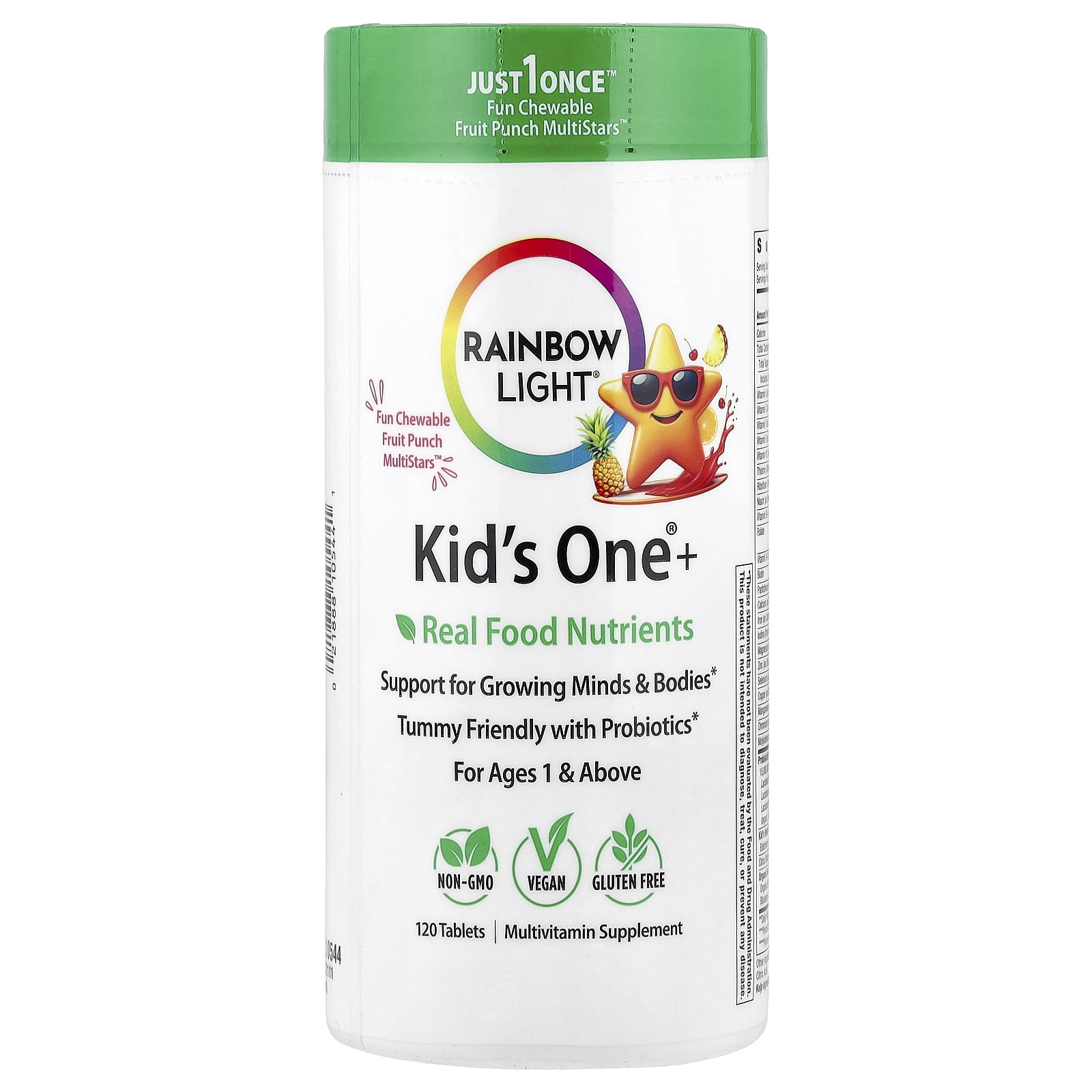 Rainbow Light, Kid's One®+ Chewables, Ages 1 & Above, Fruit Punch , 120 Tablets - Image 1
