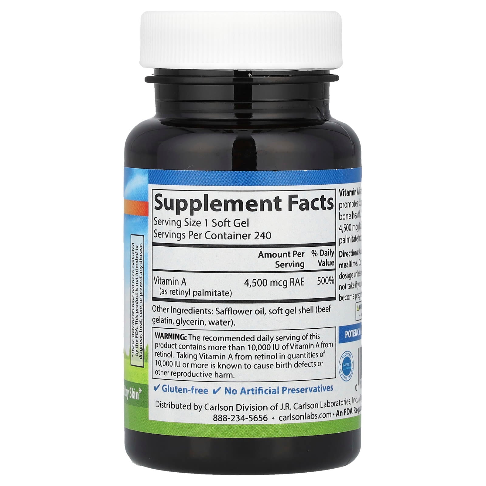 Carlson Vitamin A 4,500 mcg RAE for Immune & Skin Health - Image 2