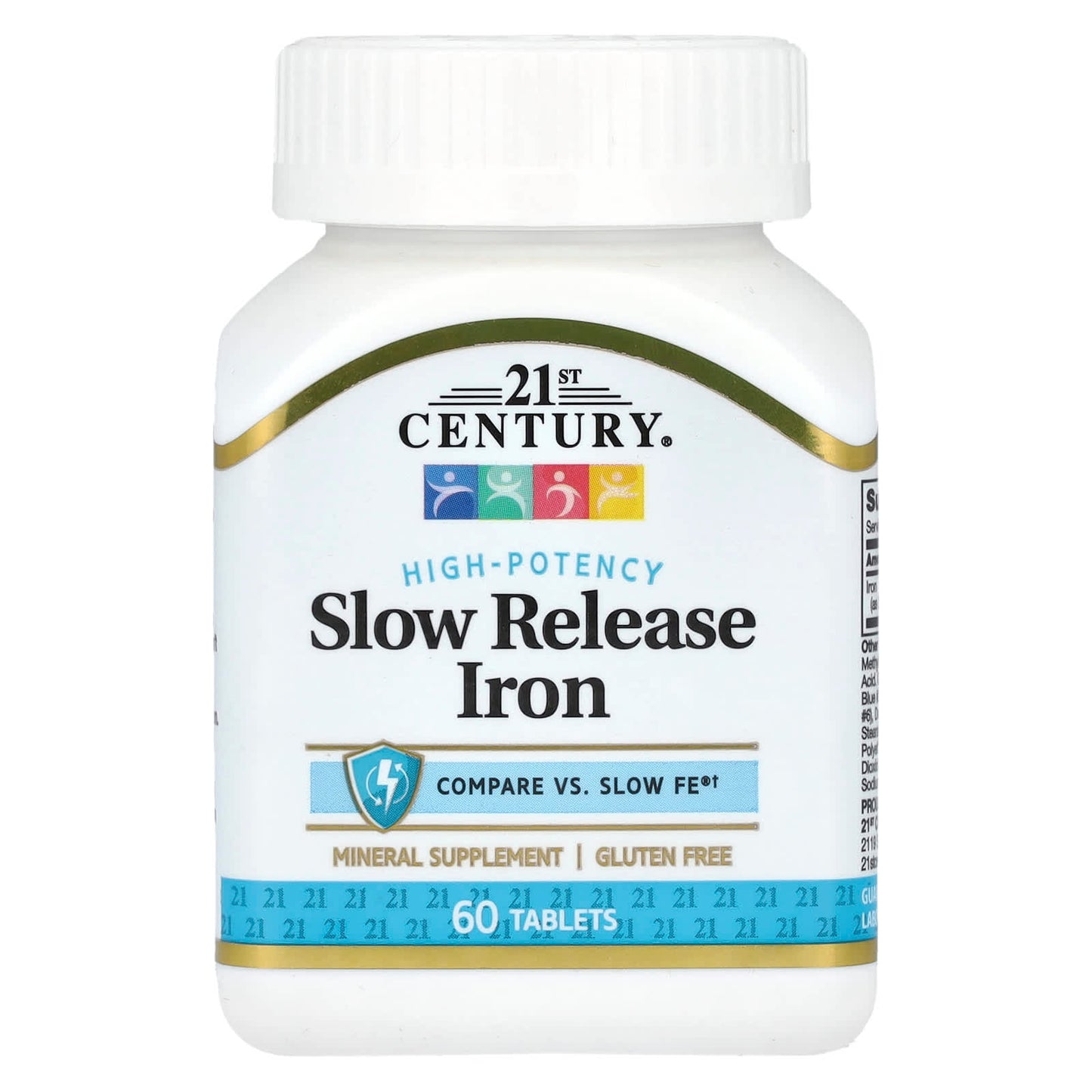 21st Century Slow Release Iron Supplement, 45mg, 60 Tablets - High Potency - Image 1