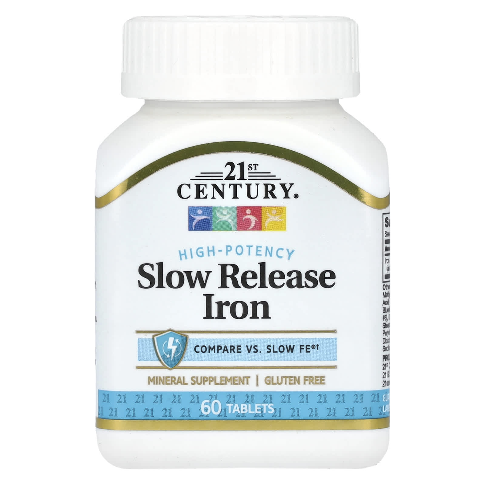 21st Century Slow Release Iron Supplement, 45mg, 60 Tablets - High Potency - Image 1