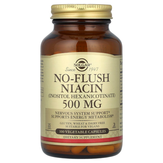 Solgar, No-Flush Niacin, 500 mg, 100 Vegetable Capsules - Image 1