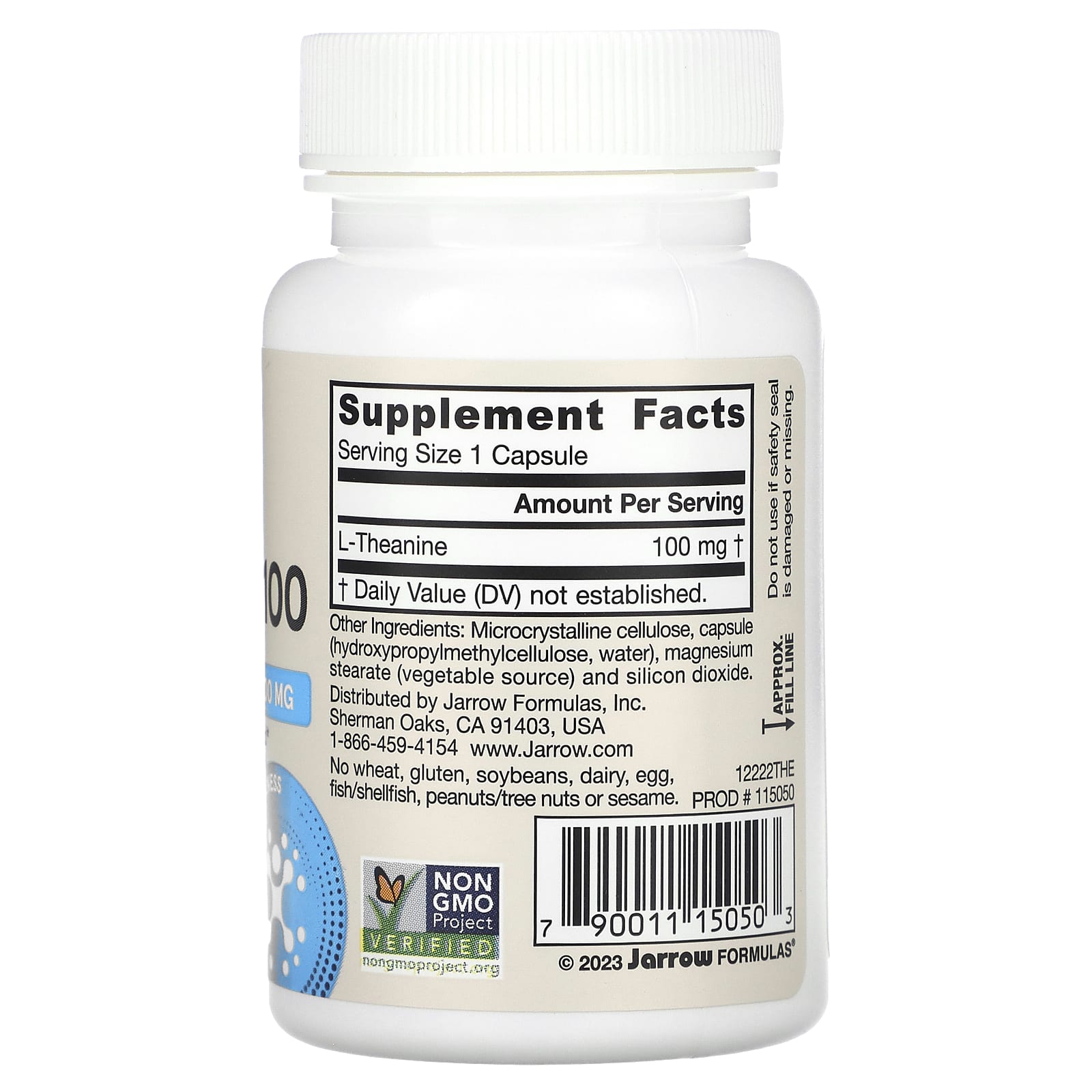 Jarrow Formulas Theanine Relaxation Supplement, 100mg, 60 Capsules - Image 2