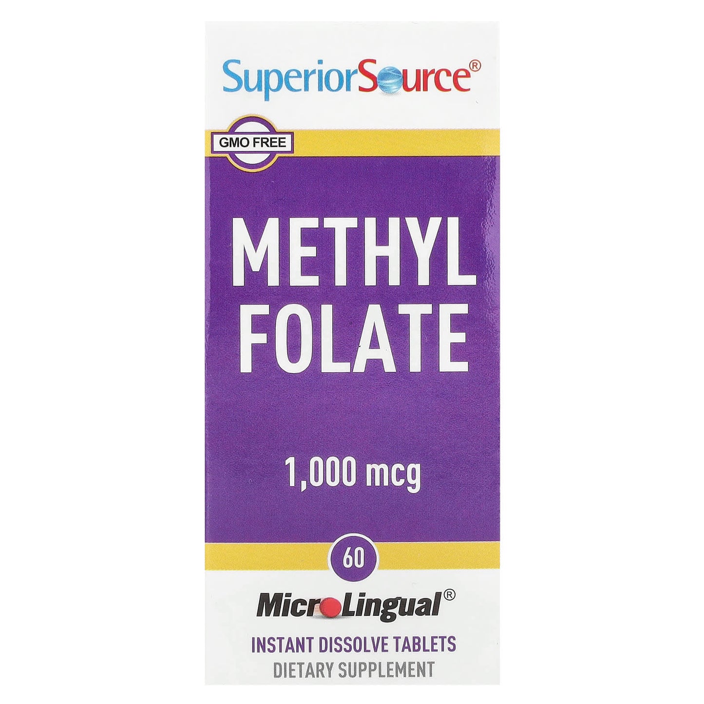 Superior Source, Methyl Folate, 1,000 mcg, 60 Instant Dissolve Tablets - Image 1