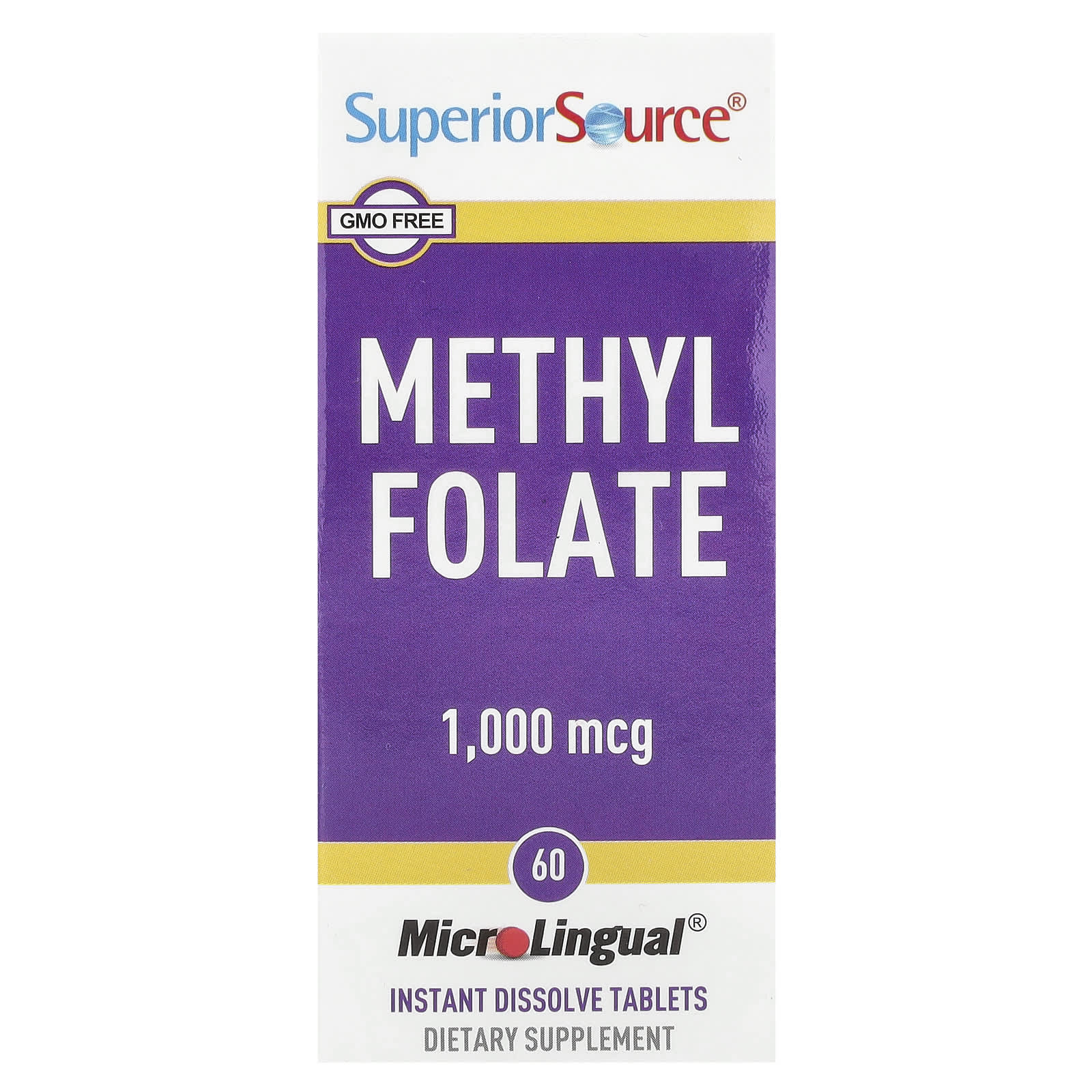 Superior Source, Methyl Folate, 1,000 mcg, 60 Instant Dissolve Tablets - Image 1