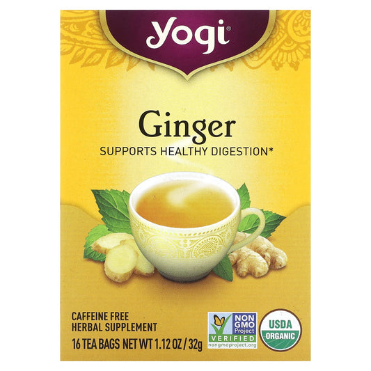 Yogi Tea, Organic Ginger, 16 Tea Bags, 1.12 oz (32 g) - Image 1
