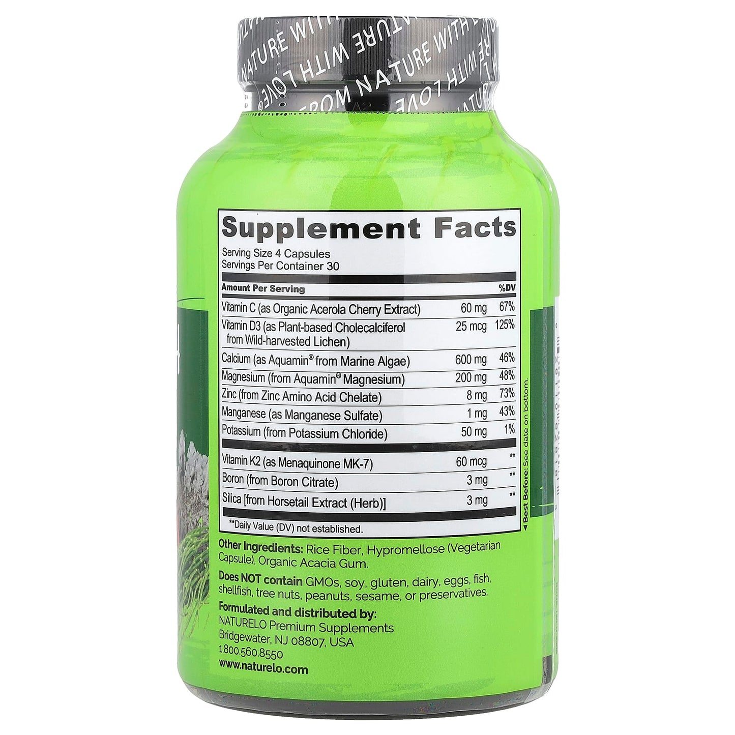 NATURELO, Bone Strength, Plant Calcium Complex, 120 Vegetarian Capsules - Image 2
