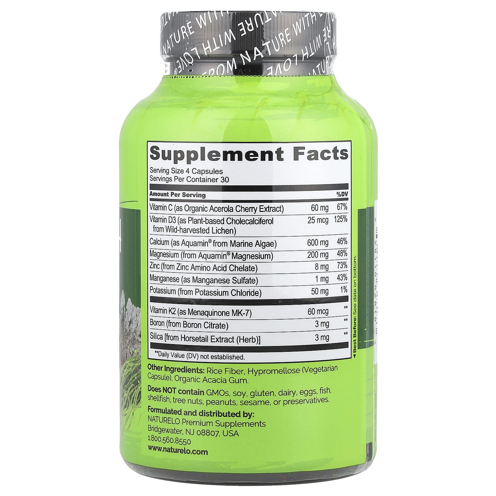 NATURELO, Bone Strength, Plant Calcium Complex, 120 Vegetarian Capsules - Image 2