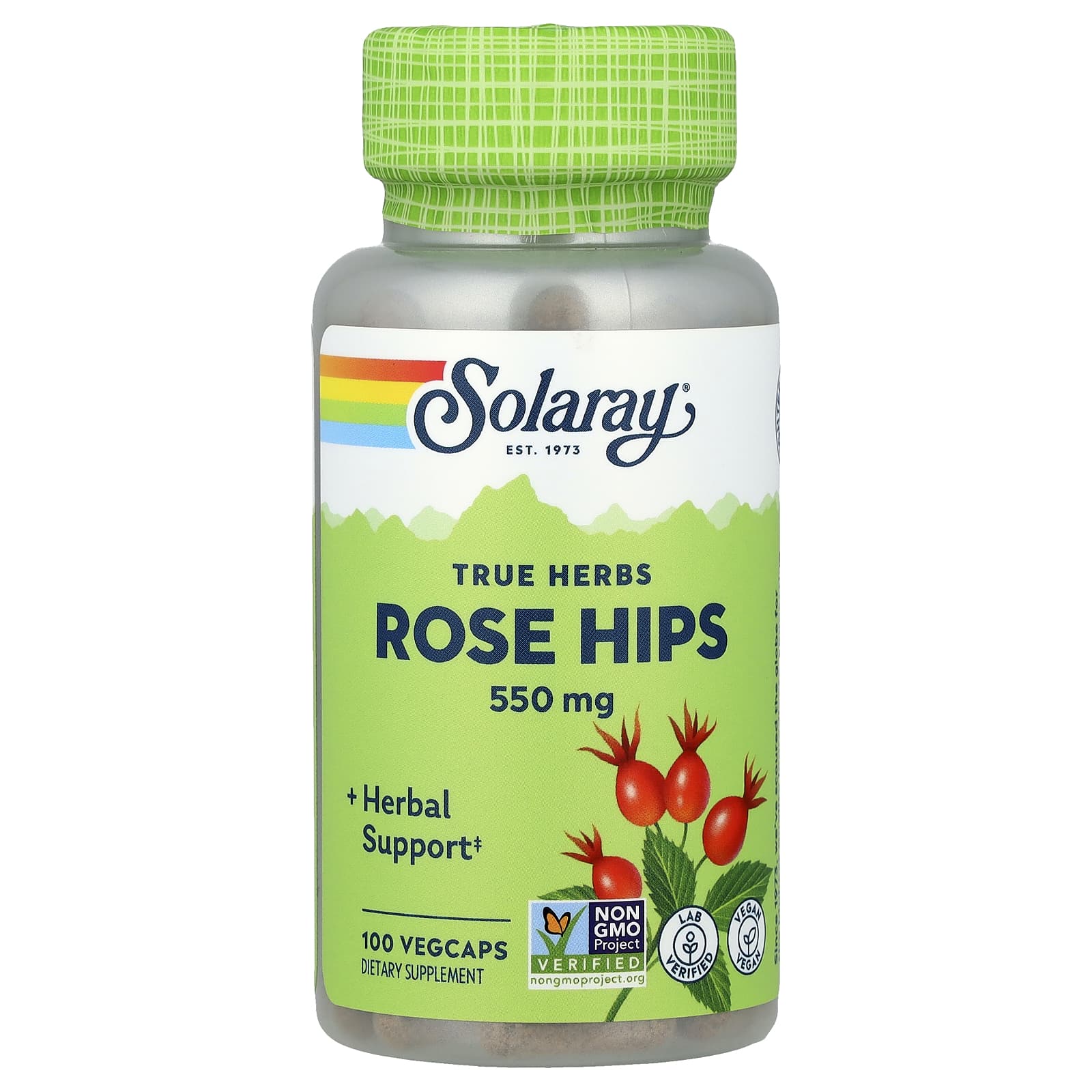 Solaray, True Herbs, Rose Hips, 550 mg, 100 VegCaps - Image 1