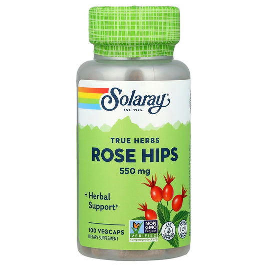Solaray, True Herbs, Rose Hips, 550 mg, 100 VegCaps - Image 1