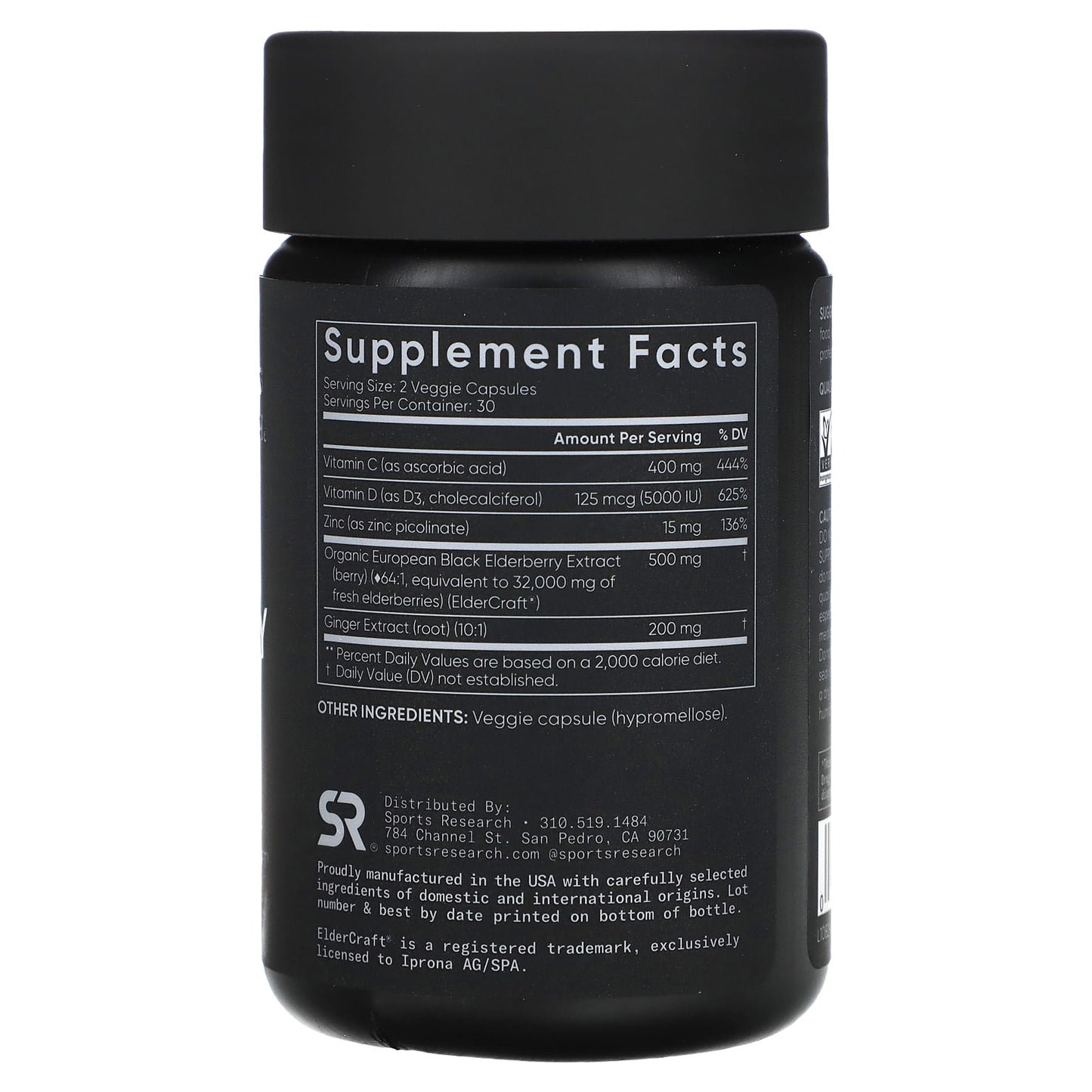Sports Research, Elderberry, 60 Veggie Capsules - Image 2