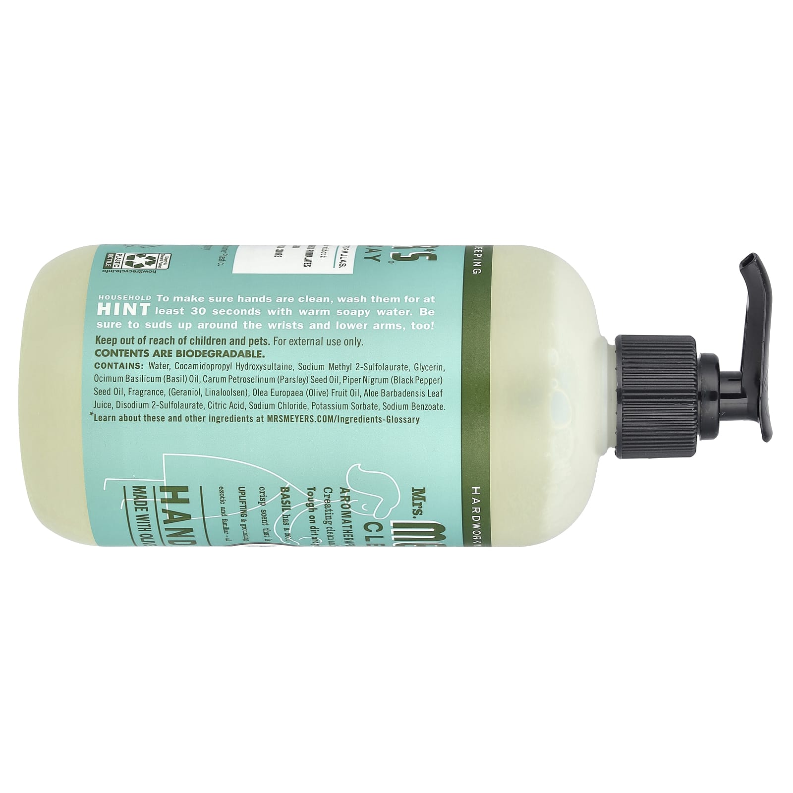 Mrs. Meyers Clean Day, Hand Soap, Basil Scent, 12.5 fl oz (370 ml) - Image 2