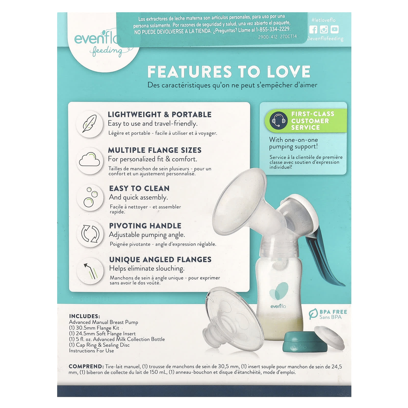 Evenflo Feeding Advanced Manual Breast Pump for Occasional Use - Image 2