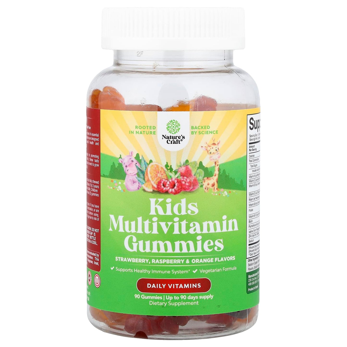 Nature's Craft, Kids Multivitamin Gummies, Strawberry, Raspberry & Orange, 90 Gummies - Image 1