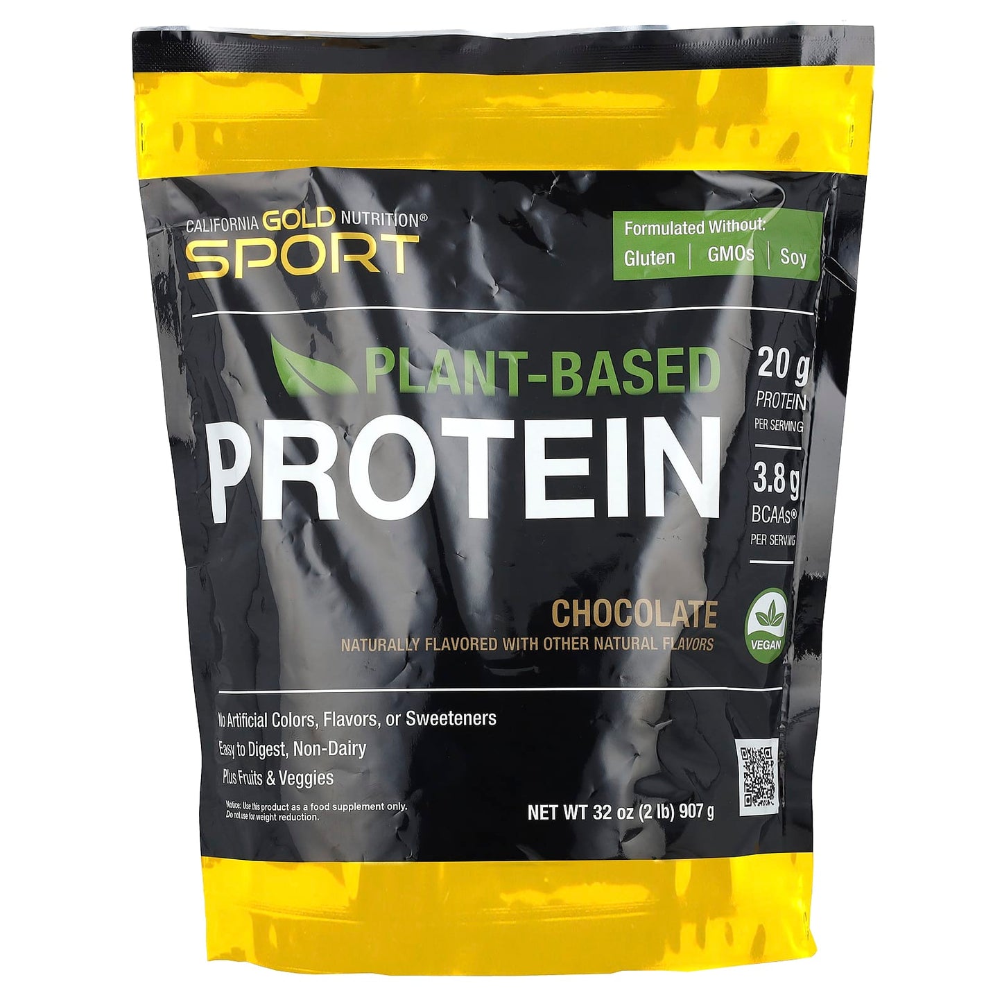 California Gold Sport Plant-Based Protein Powder, Chocolate, 2 lb - Image 1