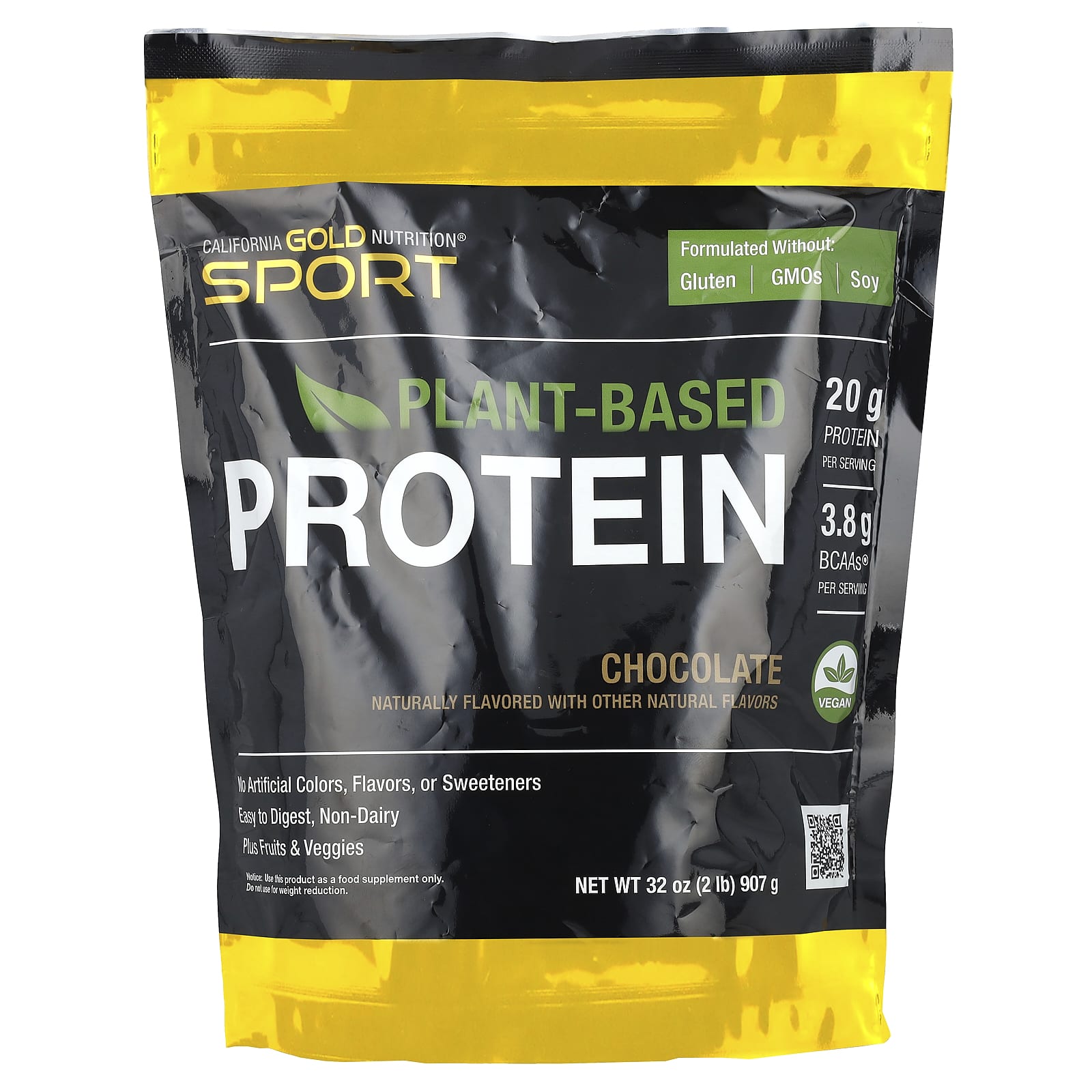 California Gold Sport Plant-Based Protein Powder, Chocolate, 2 lb - Image 1