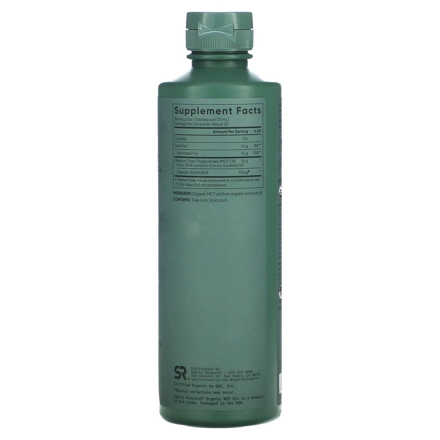 Sports Research, Organic MCT Oil, Keto C8, 16 fl oz (473 ml) - Image 2