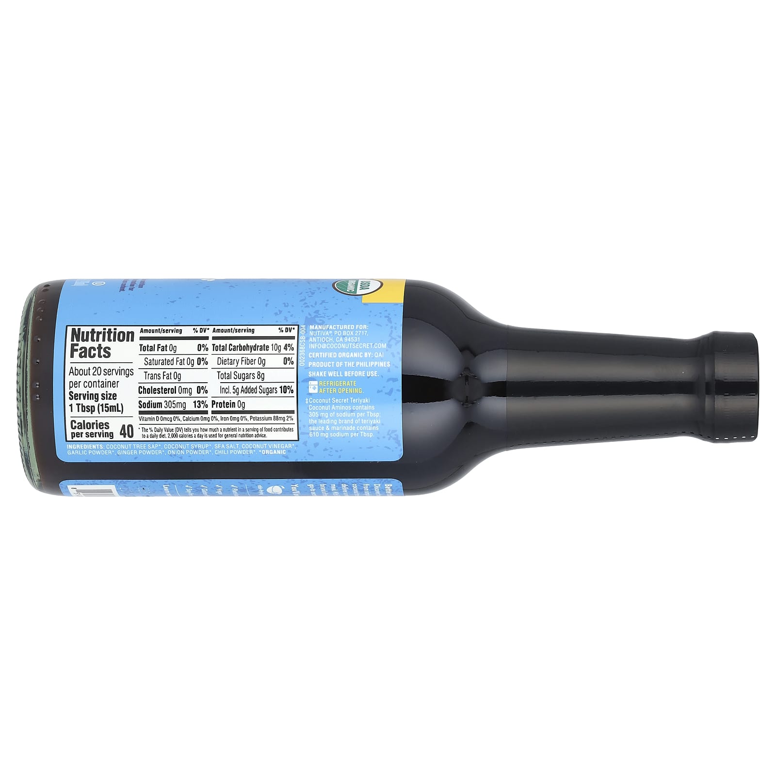 Coconut Secret, Coconut Aminos, Teriyaki, Light & Sweet, 10 fl oz (296 ml)