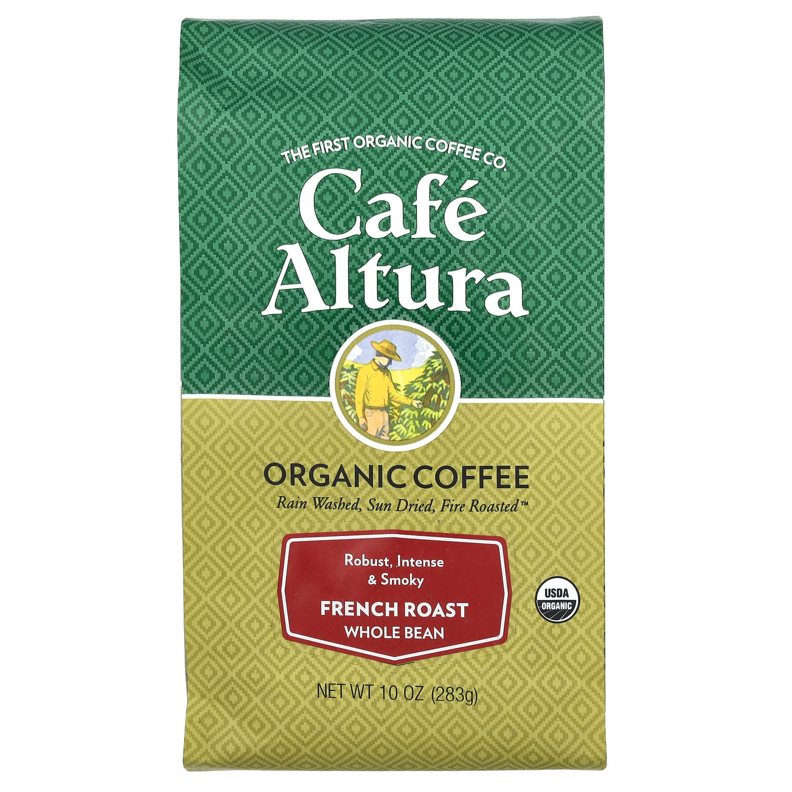Certified Organic French Roast Coffee by Cafe Altura, Whole Bean, 10 oz - Image 1