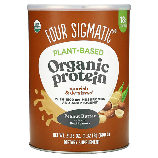 Four Sigmatic Peanut Butter Plant-Based Protein Powder, 18g Protein, USDA Organic - Image 1