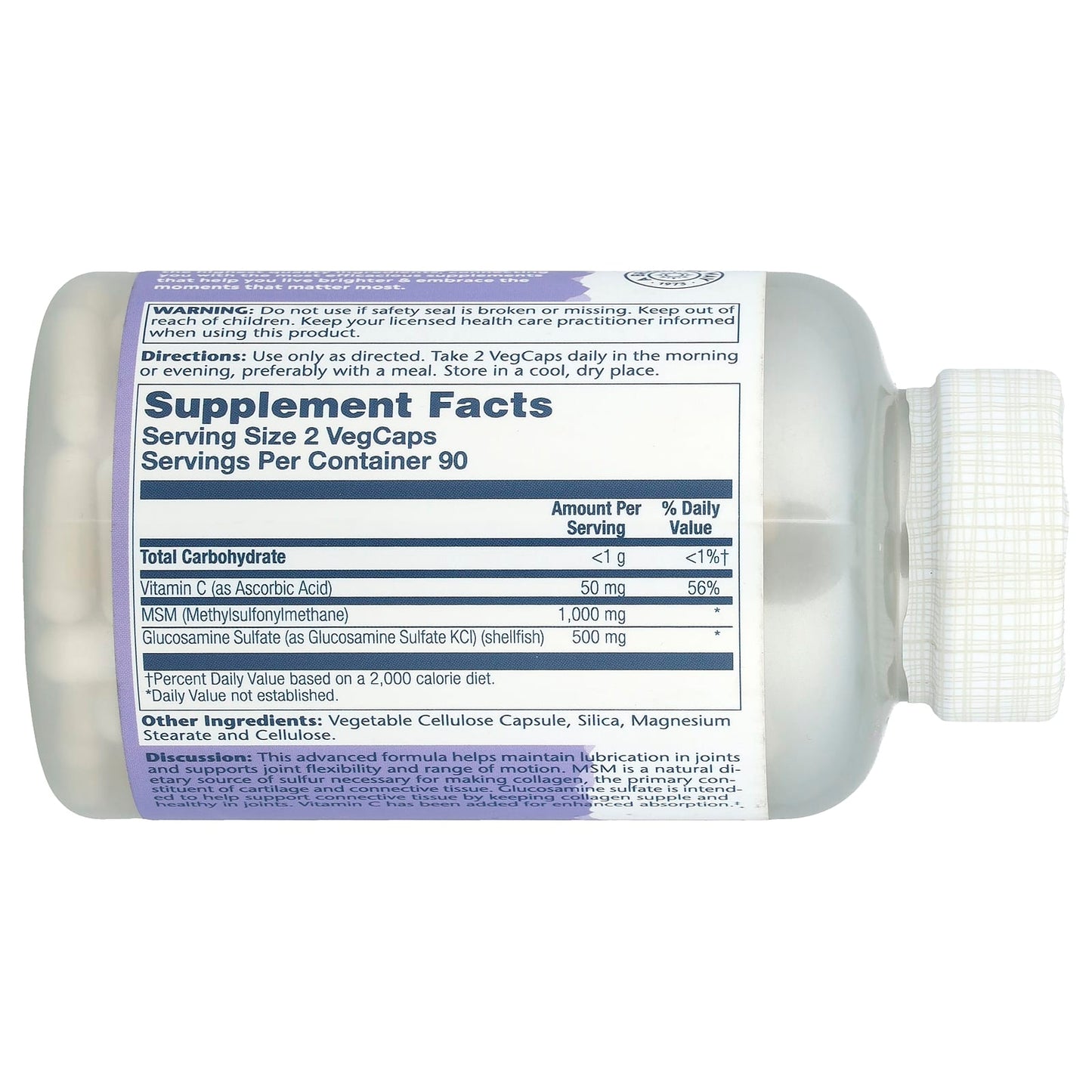 Solaray, MSM & Glucosamine, 180 VegCaps - Image 2