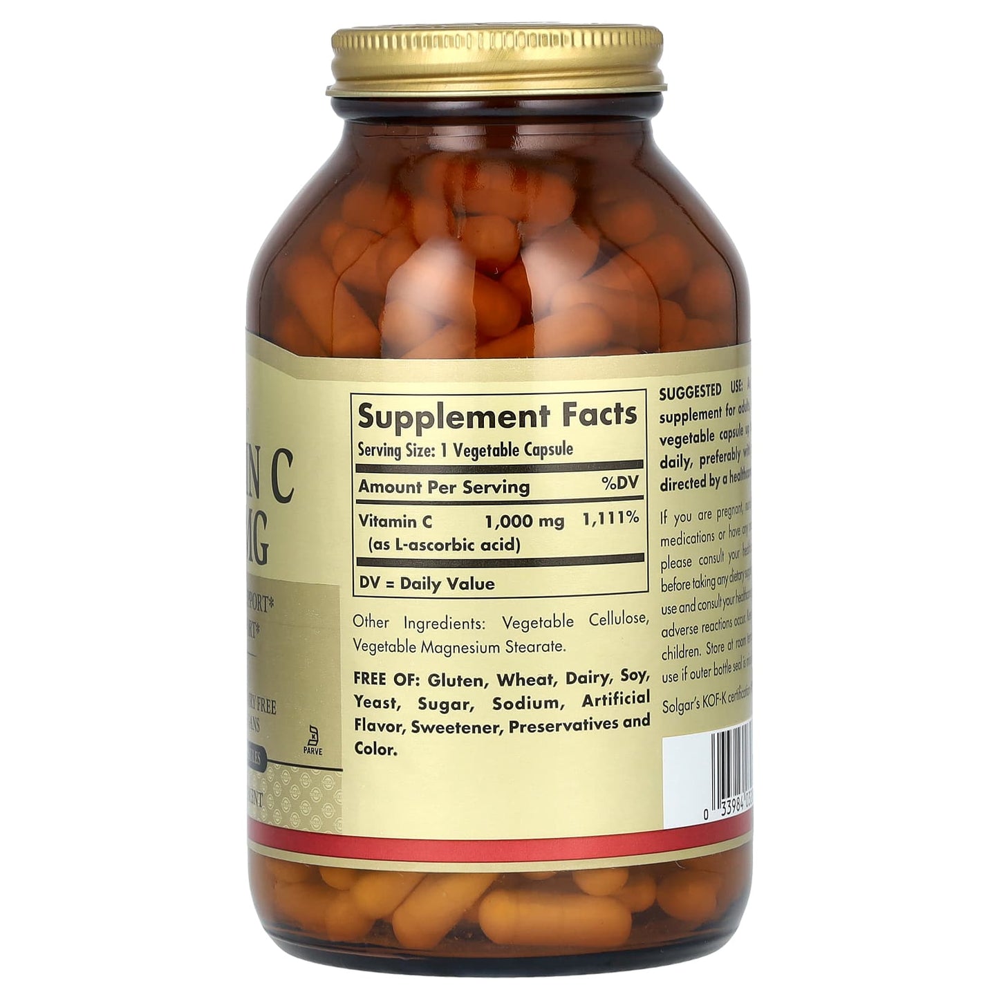 Solgar, Vitamin C, 1,000 mg, 250 Vegetable Capsules - Image 2