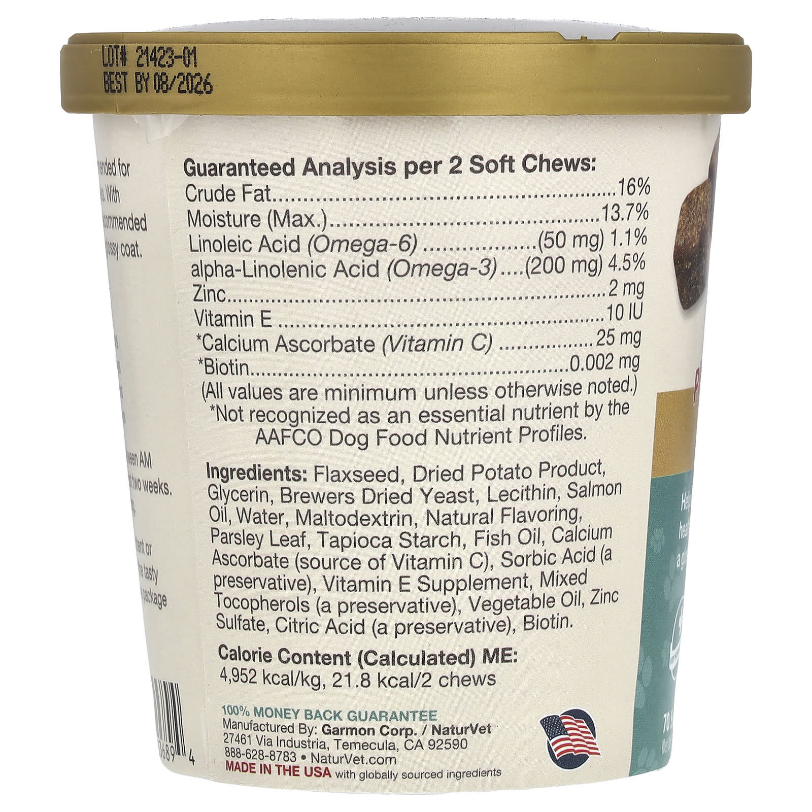 NaturVet, Skin & Coat Soft Chews, Plus Breath Aid, For Dogs, 70 Soft Chews, 5.4 oz (154 g) - Image 2