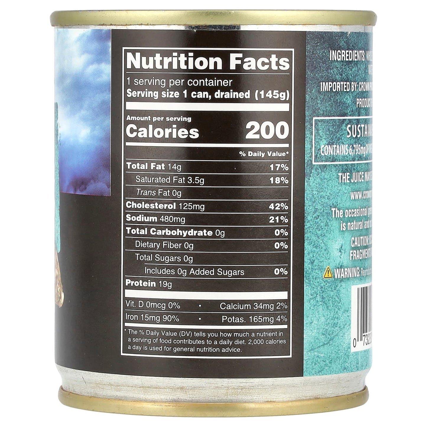 Crown Prince Natural, Whole Oysters, Packed In Water, 8 oz (226 g)