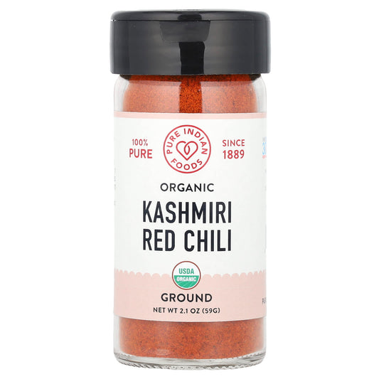Pure Indian Foods, Organic Kashmiri Red Chili, Ground, 2.1 oz (59 g) - Image 1