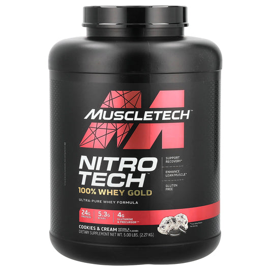 MuscleTech, Nitro-Tech™ 100% Whey Gold, Cookies and Cream, 5 lbs (2.27 kg) - Image 1