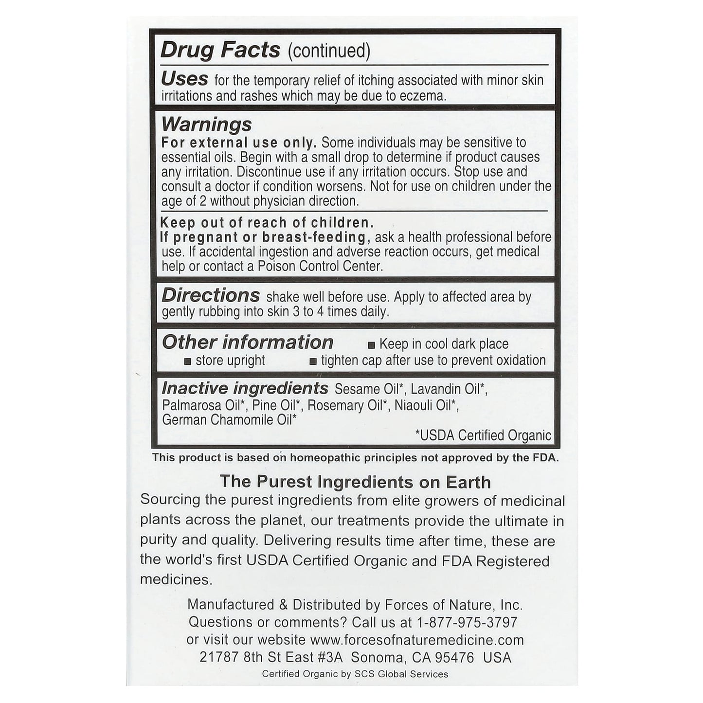 Natural Eczema Relief, Forces of Nature Organic Plant Medicine, 0.37 fl oz - Image 2