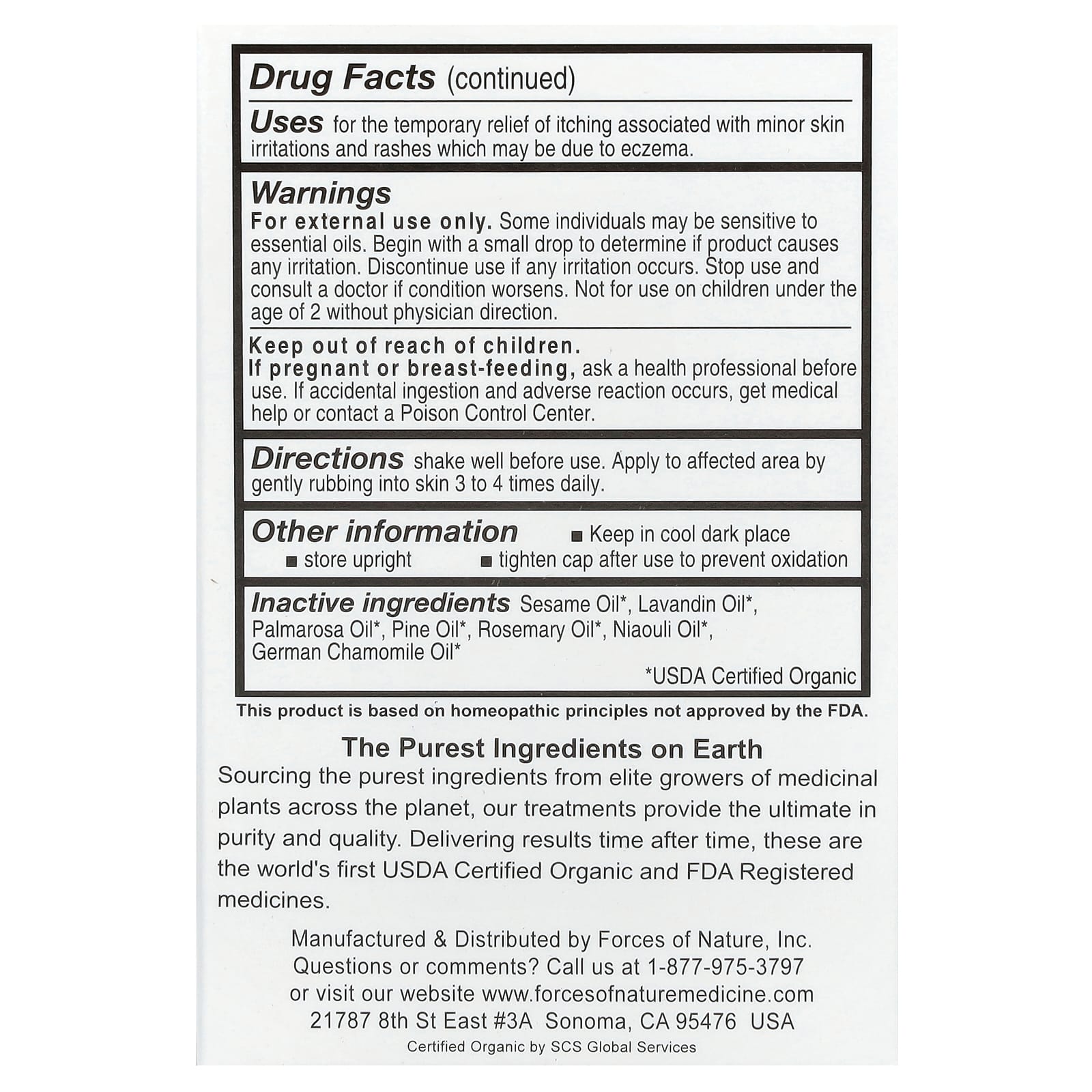Natural Eczema Relief, Forces of Nature Organic Plant Medicine, 0.37 fl oz - Image 2