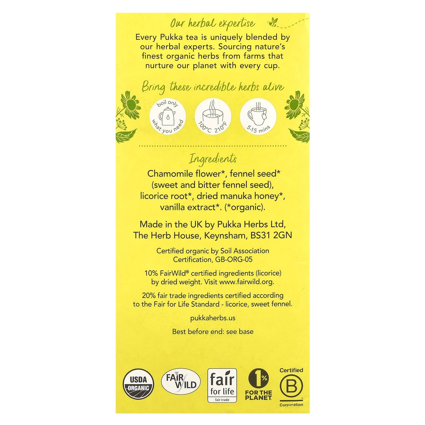 Pukka Herbs, Organic Herbal Tea, Chamomile, Vanilla & Manuka Honey, Caffeine Free, 20  Sachets, 1.12 oz (32 g) - Image 2