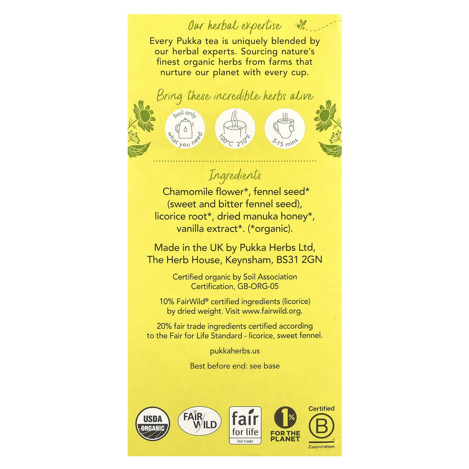 Pukka Herbs, Organic Herbal Tea, Chamomile, Vanilla & Manuka Honey, Caffeine Free, 20  Sachets, 1.12 oz (32 g) - Image 2