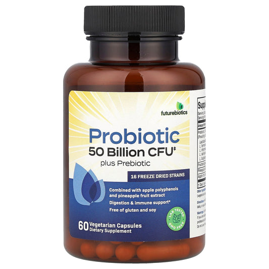 Futurebiotics Probiotic Plus Prebiotic - 50 Billion CFU, 60 Capsules - Image 1