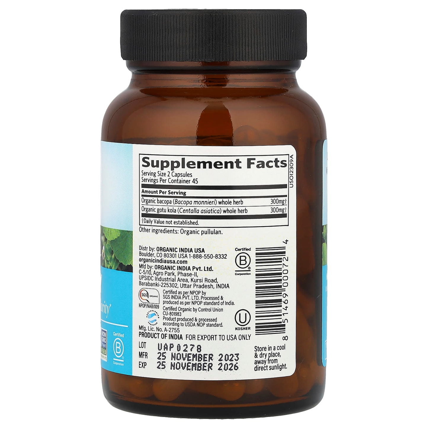 Organic India, Memory, 90 Vegetarian Caps - Image 2