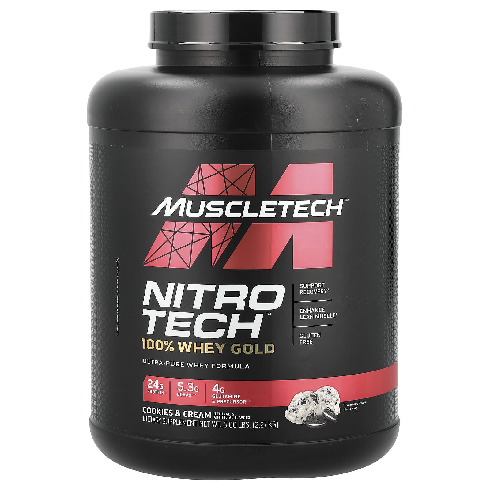 MuscleTech, Nitro-Tech™ 100% Whey Gold, Cookies and Cream, 5 lbs (2.27 kg) - Image 1