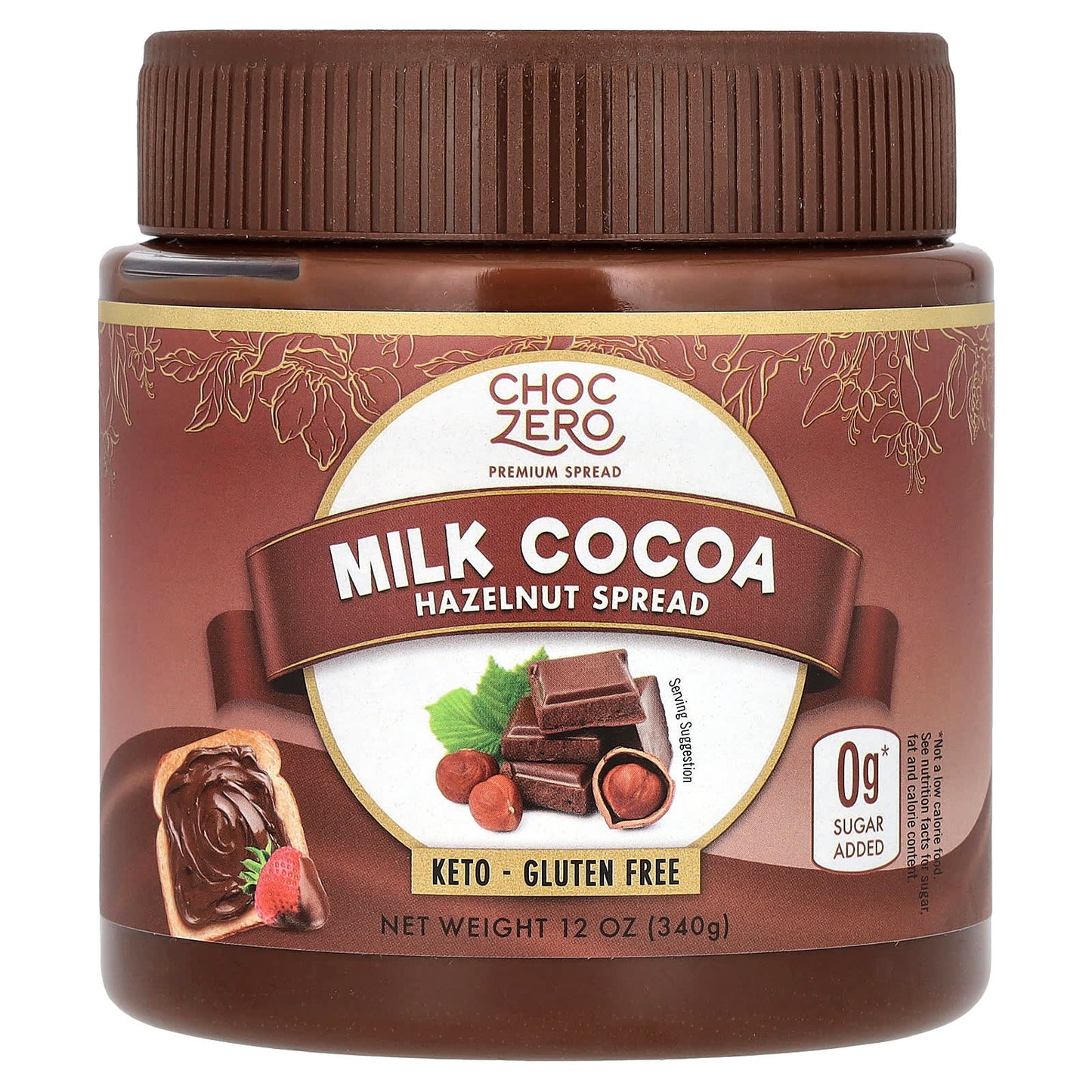 ChocZero Milk Cocoa Hazelnut Spread - Keto Friendly, 0g Added Sugar - Image 1