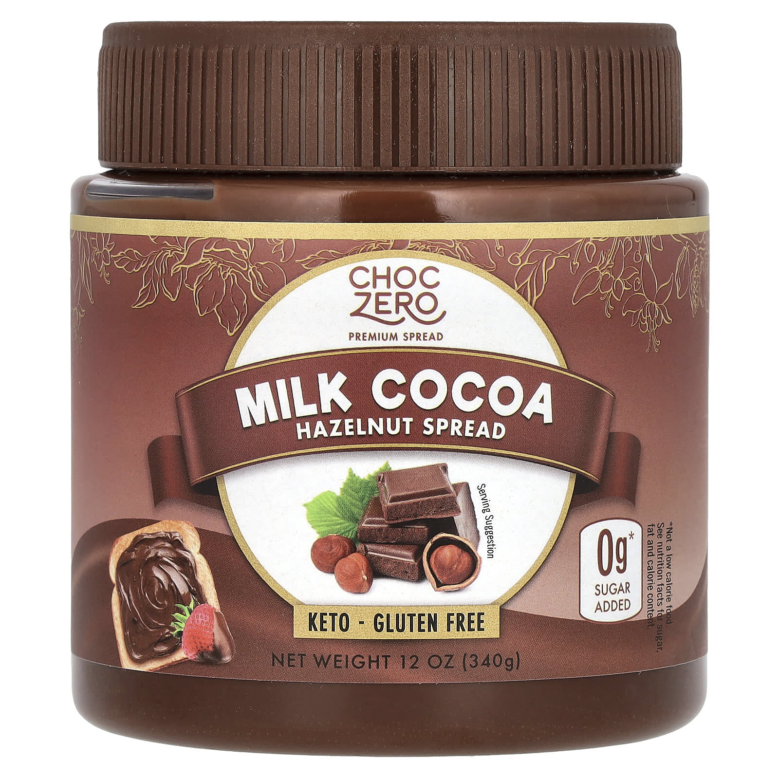 ChocZero Milk Cocoa Hazelnut Spread - Keto Friendly, 0g Added Sugar - Image 1