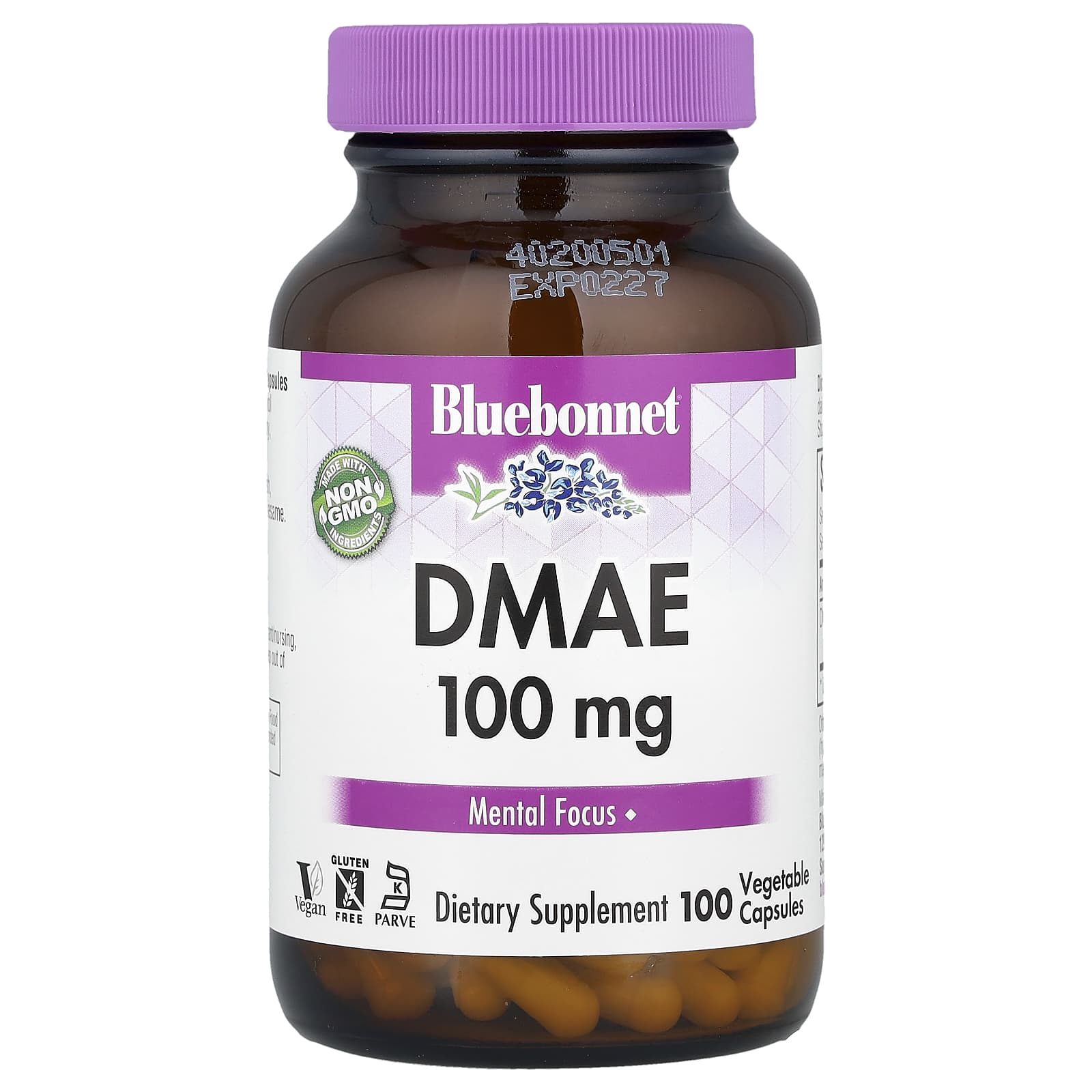 DMAE 100mg Veg Capsules for Mental Focus & Clarity - Bluebonnet Nutrition - Image 1