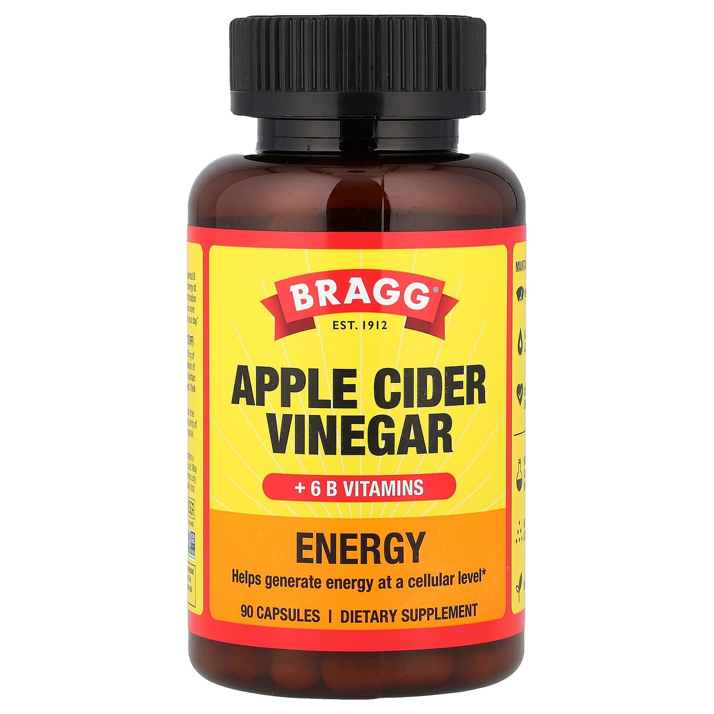 Boost Energy Naturally with Bragg's ACV + B Vitamins, 90 Capsules - Image 1