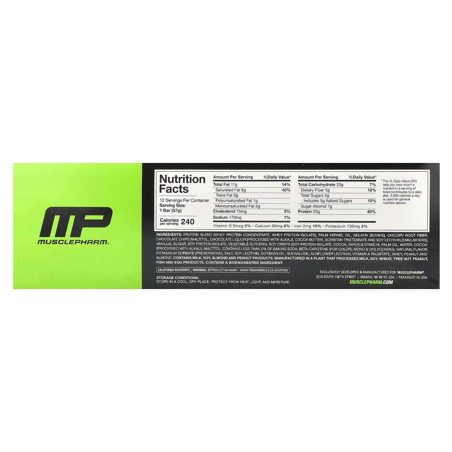 MusclePharm, Combat Sport Bar™, Chocolate Chip Cookie Dough, 12 Bars, 2.01 oz (57 g) Each - Image 2