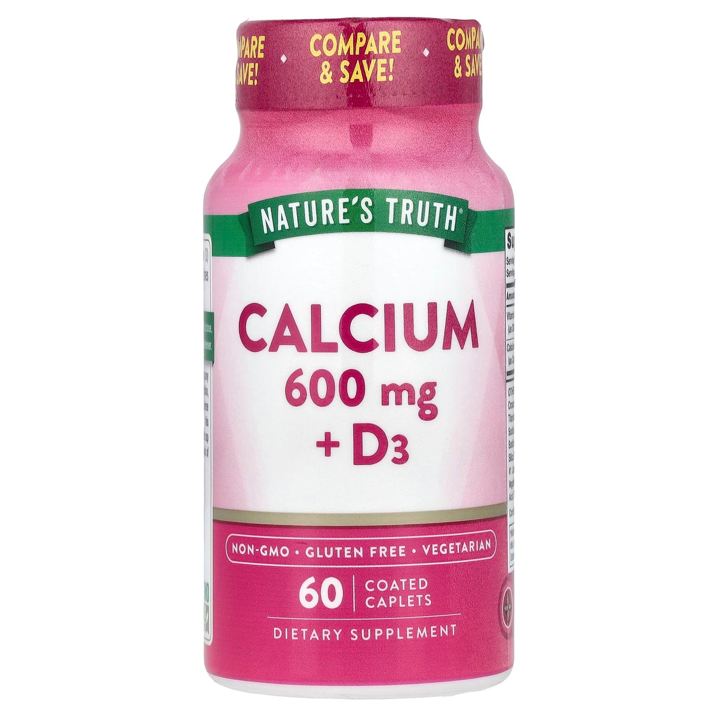 Nature's Truth, Calcium + D3, 60 Coated Caplets - Image 1