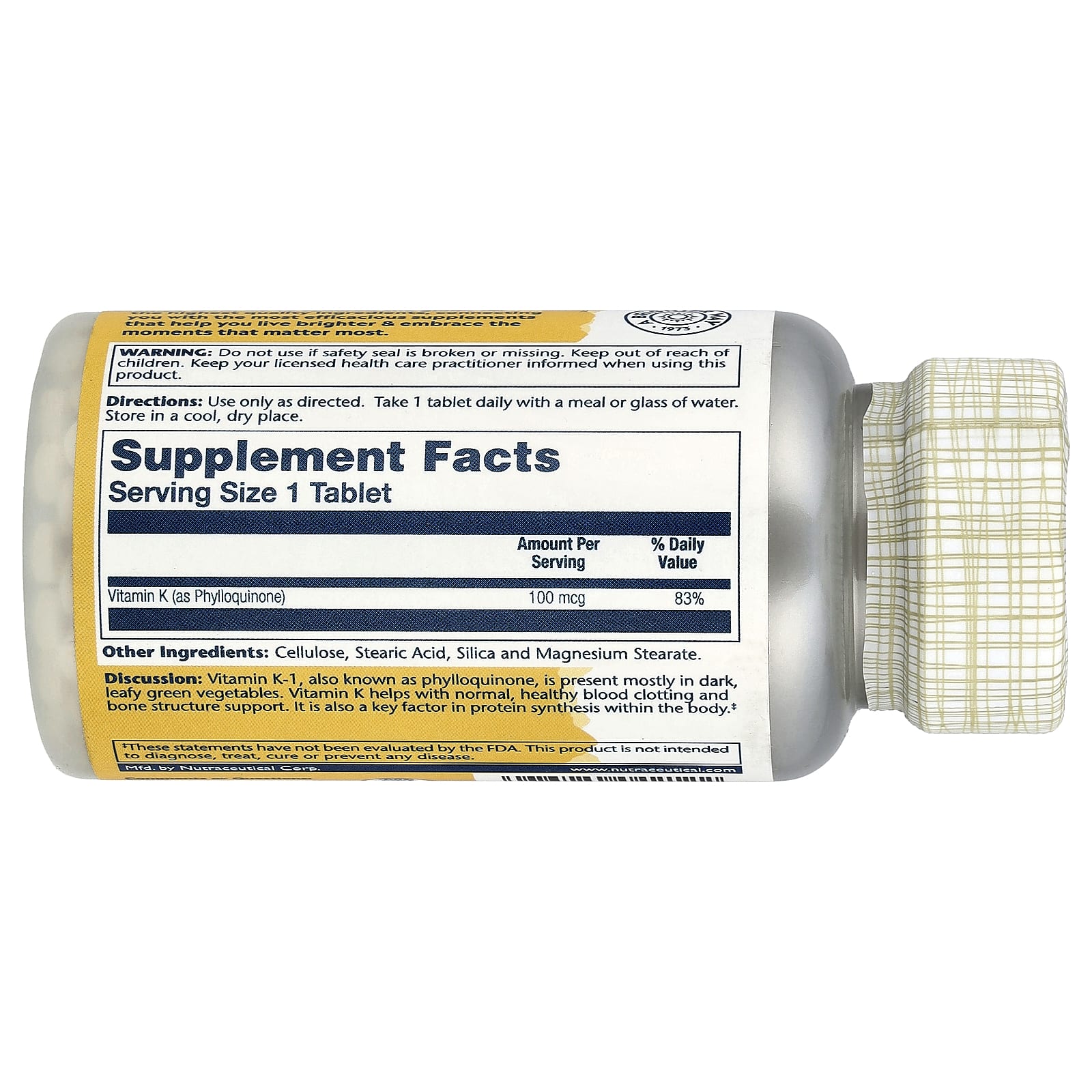 Solaray, Vitamin K, 100 mcg, 100 Tablets - Image 2