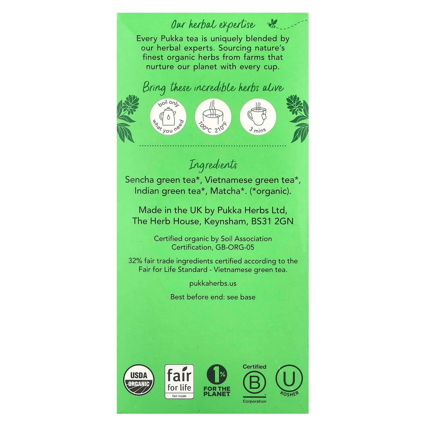 Pukka Herbs, Organic Green Tea, Supreme Matcha Green, 20 Sachets, 1.05 oz (30 g) - Image 2