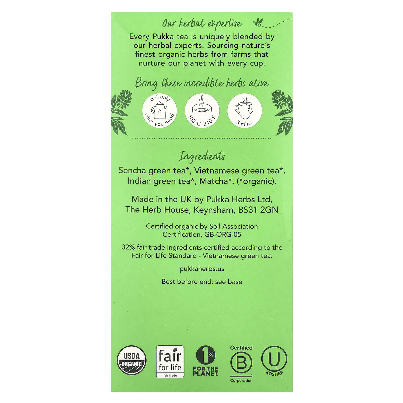 Pukka Herbs, Organic Green Tea, Supreme Matcha Green, 20 Sachets, 1.05 oz (30 g) - Image 2