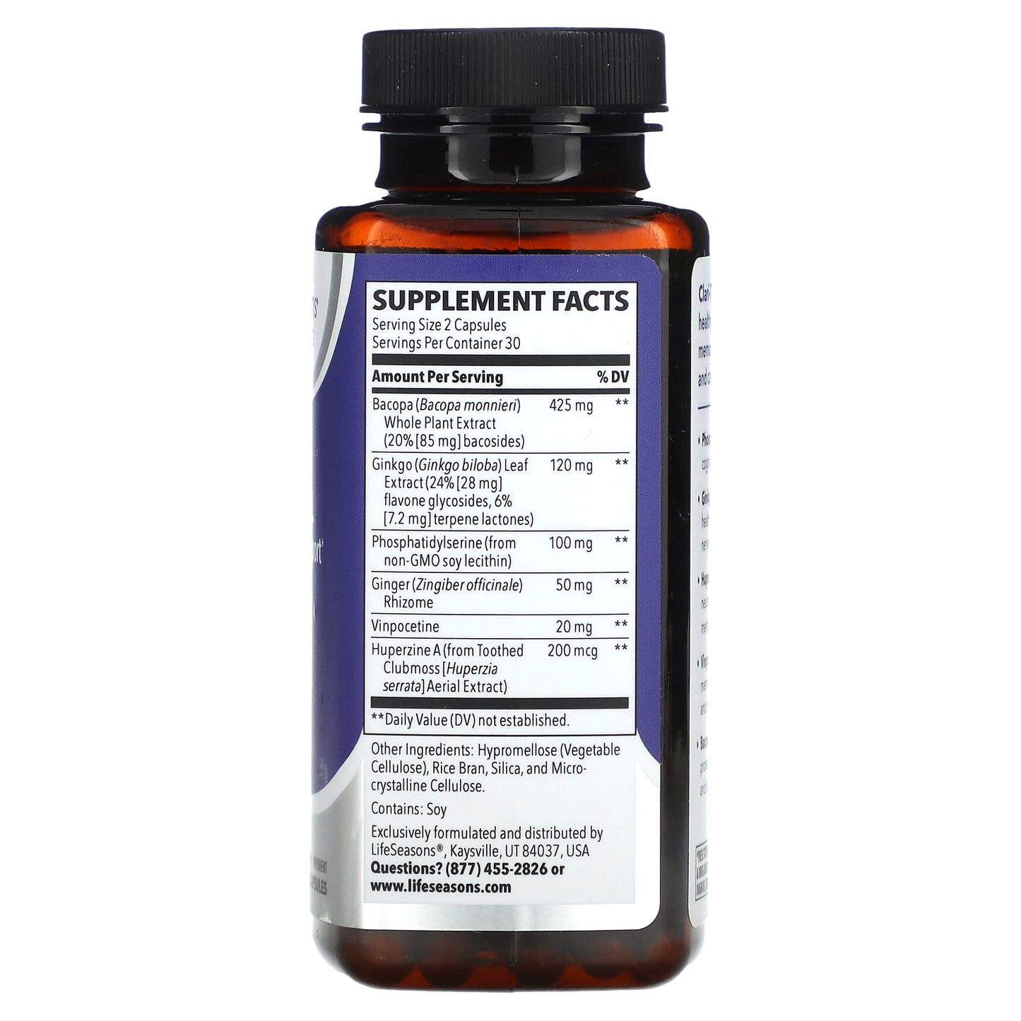 LifeSeasons, Clari-T Cognitive Support, 60 Veg Capsules - Image 2