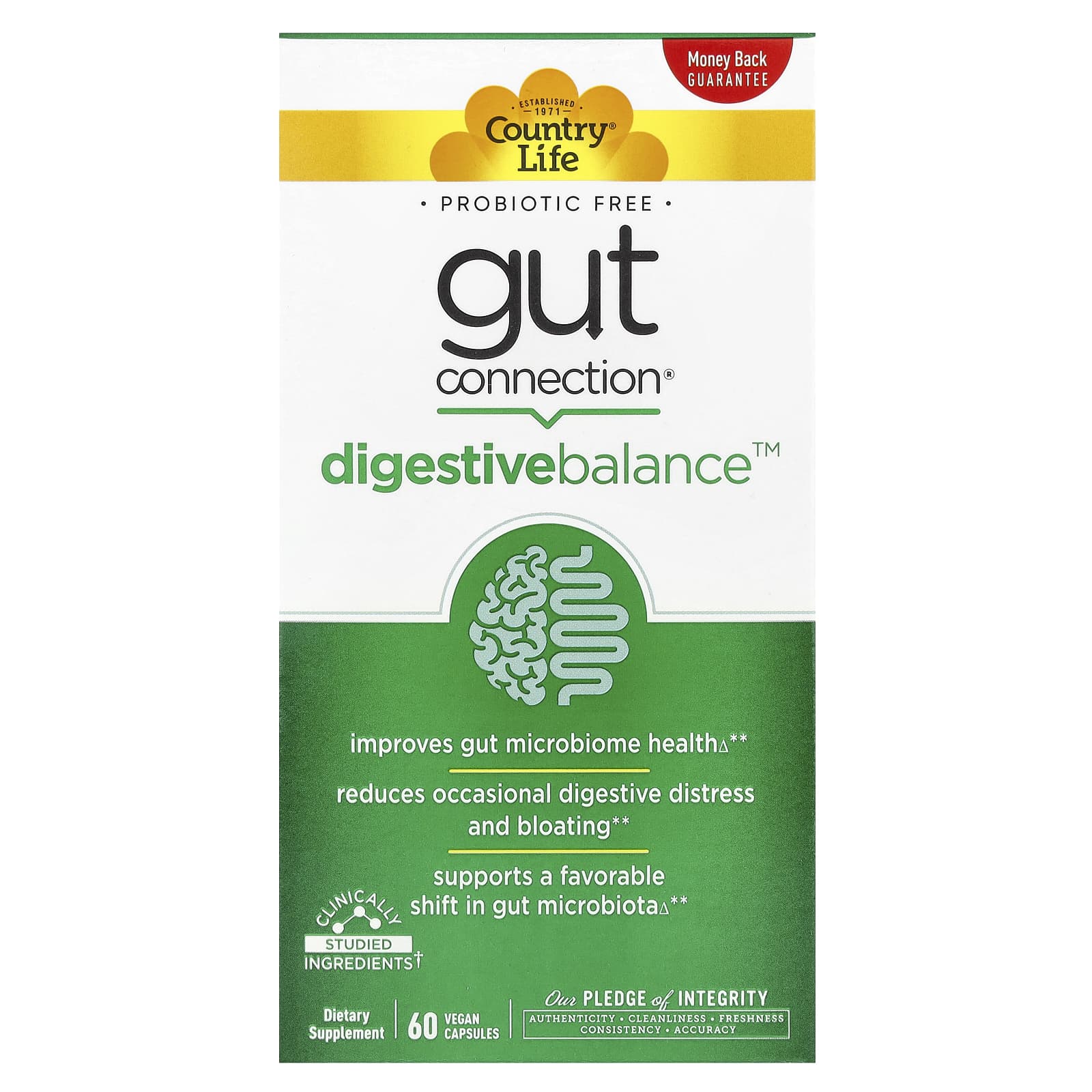 Country Life Gut Connection Digestive Balance 60 Vegan Capsules - Image 1